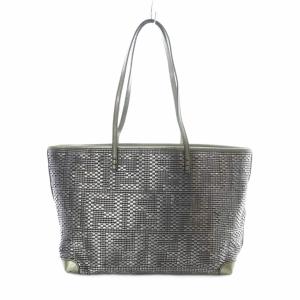 トートバッグ ズッカ柄 編み込み レザー シルバーカラー 8BH192
