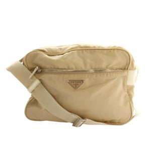 カメラバッグ ショルダー スクエア 三角ロゴプレート ナイロン ベージュ /AQ OS OH