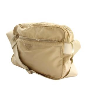 PRADA カメラバッグ ショルダー スクエア 三角ロゴプレート ナイロン ベージュ /AQ OS OH