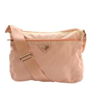 カメラバッグ ショルダー スクエア ナイロン 三角ロゴプレート ピンク /AQ OS OH