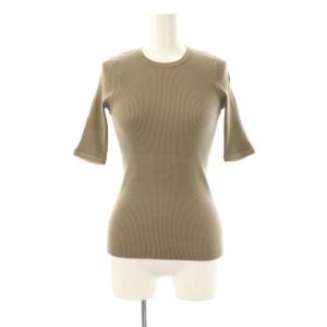 HIGH GAUGE RIB KNIT TEE ニットTシャツ カットソー 五分袖 コットン 茶 /NR
