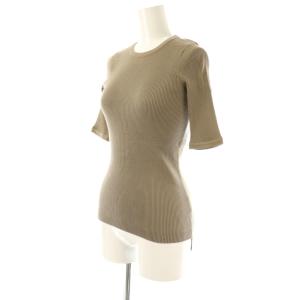 AURALEE HIGH GAUGE RIB KNIT TEE ニットTシャツ カットソー 五分袖 コットン 茶 /NR