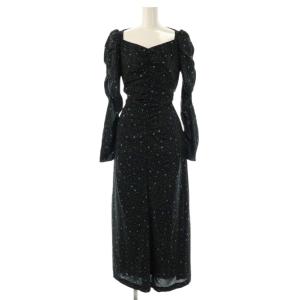 23SS ギャザーデコルテワンピース ロング 1 ブラック /DF OS SH