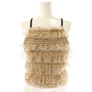 23SS チュールラッフルフリルトップス キャミソール F ベージュ 黒 /NR OS SH