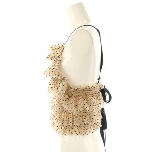 Lily Brown LilyBrown 23SS チュールラッフルフリルトップス キャミソール F ベージュ 黒 /NR OS SH