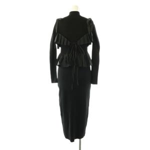 Lily Brown LilyBrown フリルビスチェセットニットワンピース ロング F ブラック /DF OS SH