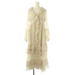 24AW フリルワンピース ロング ドット 0 オフホワイト ブラック /DF OS SH