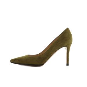 Gianvito Rossi パンプス ポインテッドトゥ ピンヒール スエード 35 22.0cm カーキ /MI OS SH