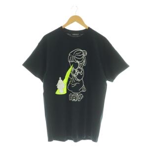 プリントTシャツ カットソー 半袖 コットン L 黒 /NR OS SH