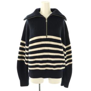 ウールハーフジップボーダーニットプルオーバー セーター EURS ネイビー ホワイト /DO OS SH
