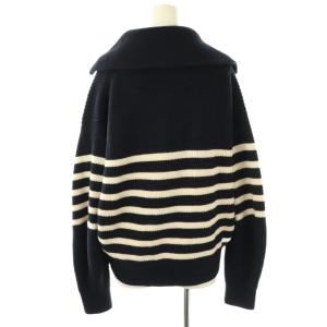 COS ウールハーフジップボーダーニットプルオーバー セーター EURS ネイビー ホワイト /DO OS SH