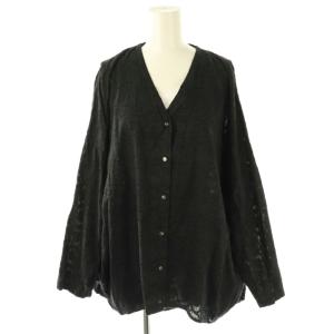 レースデザインブラウス シャツ 前開き 黒 /CX OS SH