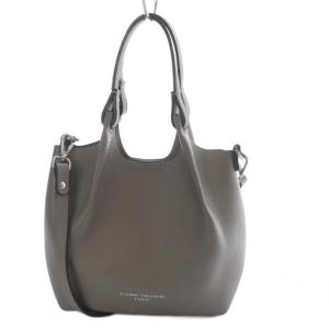 2WAYレザーバッグ ハンドバッグ ショルダーバッグ 斜め掛け グレージュ /YO15 SH