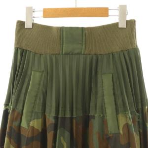 sacai グレンチェック カモフラ切替 スカート 2 カーキ