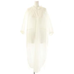 スタンドカラーウエストシャーリングワンピース 36 ホワイト /DF OS