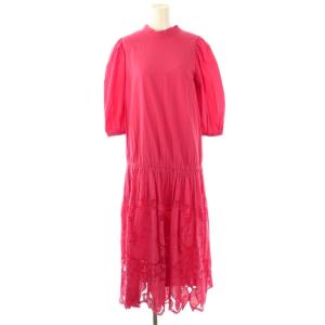 MEDI 2WAY VOLUME SCALLOP LACE DRESS ワンピース S コーラルピンク