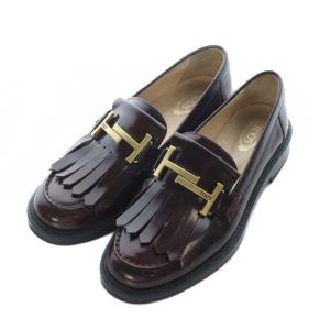 ローファー タッセル フリンジ ダブルT 37 ボルドー