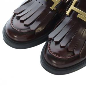 TOD'S ローファー タッセル フリンジ ダブルT 37 ボルドー