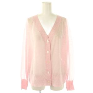 アダムエロペ adam et rope 25SS ブライトラメVネックシアーカーディガン F ピンク /ES