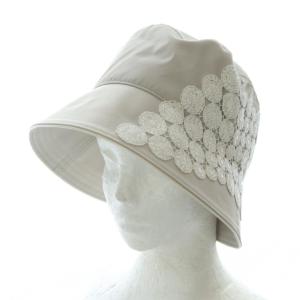 Kiana キアナ バケットハット 帽子 撥水 レース刺繍 幾何学模様 M オフホワイト /RI OS