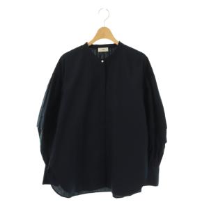 24SS タックスリーブ ブラウス 長袖 ネイビー /HK OS