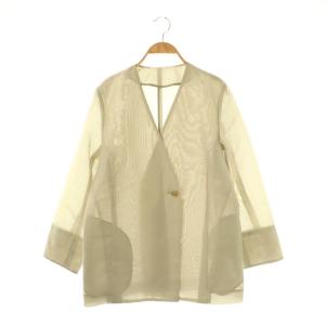 24SS シアージャケット ノーカラー 38 ベージュ /HK OS