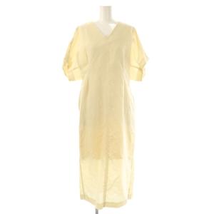 リネンコットンムーブ Vネックワンピース 36 アイボリー /ES OS
