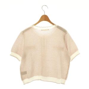 Stola. 配色リブ半袖ニットカーディガン F ブラウンベージュ ホワイト 25538234 /CX OS