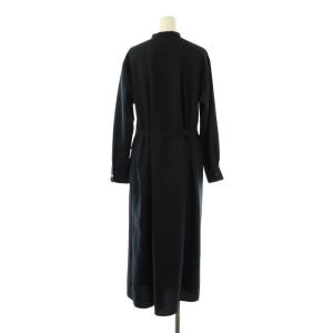 LOUNIE サッカーストライプワンピース バンドカラー ベルト付き 36 紺 /CX OS