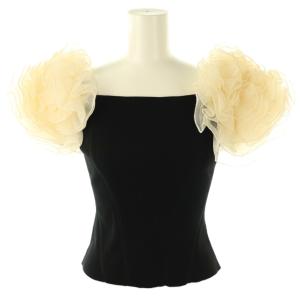 デコレーションフリルニットプルオーバー カットソー F 黒 アイボリー /CX OS