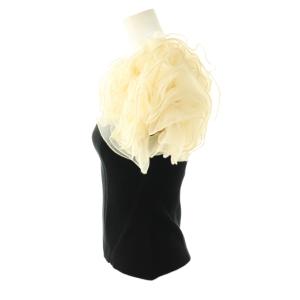 eimy istoire デコレーションフリルニットプルオーバー カットソー F 黒 アイボリー /CX OS