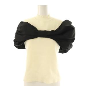 リボンニット ノースリーブセーター F アイボリー ブラック /ES OS