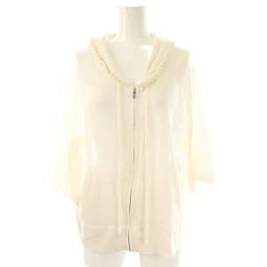 パールニットフーディー ジップアップパーカー 36 ホワイト /ES OS