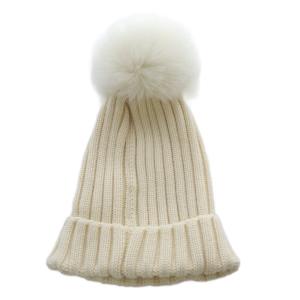 MONCLER BERRETTO CAP ニット帽 帽子 ニットキャップ ぽんぽん付き アイボリー /YO21 SH