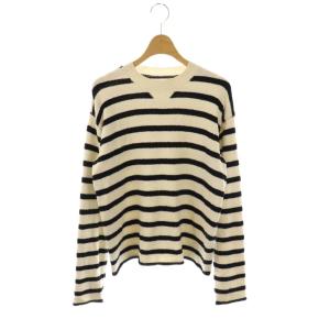 ブークレボーダーニットプルオーバー セーター 01 S アイボリー 黒 ブラック MB8221-8005