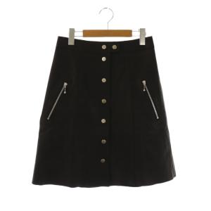 LEATHER SNAP HARF SKIRT スカート 台形スカート レザー 02 M 茶 ブラウン