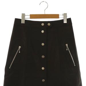 MADISONBLUE LEATHER SNAP HARF SKIRT スカート 台形スカート レザー 02 M 茶 ブラウン