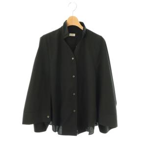 ポンチョデザイン長袖シャツ ブラック /DO OS