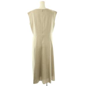 ANAYI リネンタッチノースリーブフレアワンピース Vネック 38 グレージュ /CX OS