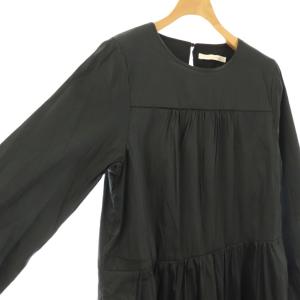 NE QUITTEZ PAS! 24AW Poly Dupion Solid Tiered Dress ワンピース 長袖 ロング S 黒
