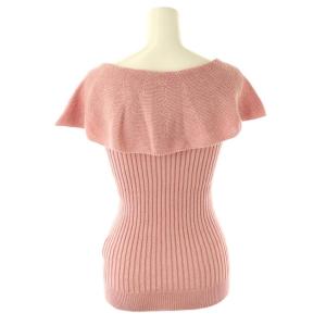 ANAYI 和紙リブビッグカラー プルオーバー ニット カットソー 38 ピンク /CX OS