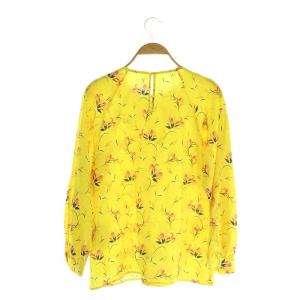 ANAYI サテンボタニカル柄プルオーバーブラウス 長袖 プルオーバー 38 イエロー /MY OS