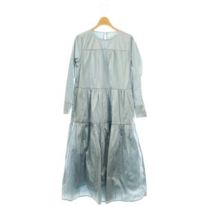 24AW Poly Dupion Solid Tiered Dress ワンピース 長袖 ロング S ライトブルー
