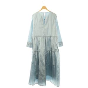 NE QUITTEZ PAS! 24AW Poly Dupion Solid Tiered Dress ワンピース 長袖 ロング S ライトブルー