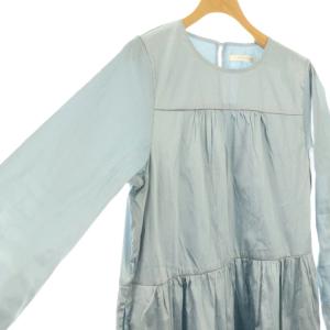 NE QUITTEZ PAS! 24AW Poly Dupion Solid Tiered Dress ワンピース 長袖 ロング S ライトブルー