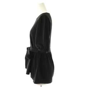 René 23年製 フェイクパール フレア ニット チュニック 半袖 36 ブラック /DF OS