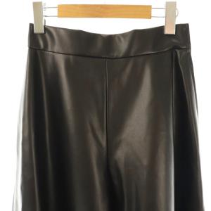 René 23年製 エコレザーワイドパンツ フレア 34 ブラック /DO OS