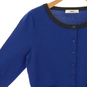 René クルーネック リボン カーディガン ニット 36 ブルー /DF OS