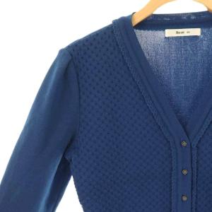 René Vネック カーディガン ニット 36 ブルー /DF OS