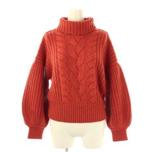 タートルネック ケーブル編み ニット セーター 36 オレンジ /DF OS
